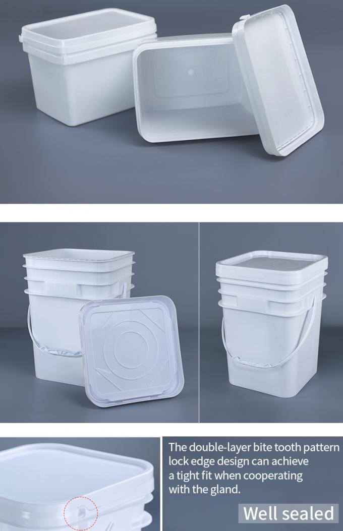 ISO 9001 5 Gallon Chemical Containers White Bucket 141*103*120mm