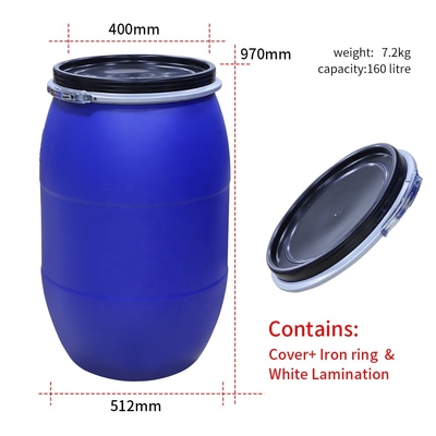 HDPE 55 Gallon Blue Barrel Plastic Chemical Containers ISO9001