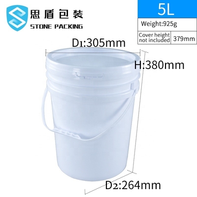 1.1mm Thickness 5 Gallon Plastic Paint Bucket With Handle 10L 18L 20L