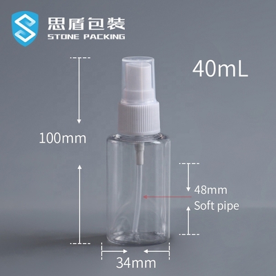 Recyclable 40ml Alcohol Transparent PET Spray Bottle 73*34mm