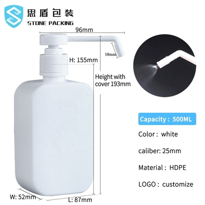 Disinfectant 500ml Plastic Pump PET Plastic Bottles Caliber 25mm